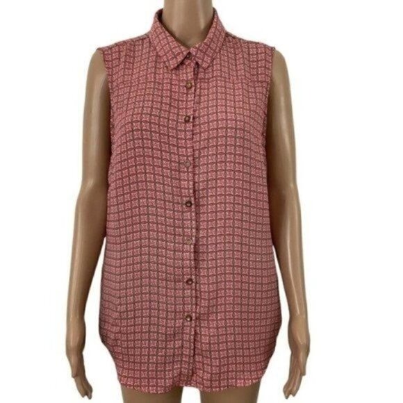 Zac & Rachel Sleeveless Button Down Tunic Blouse Top Size Large - Picture 2 of 10